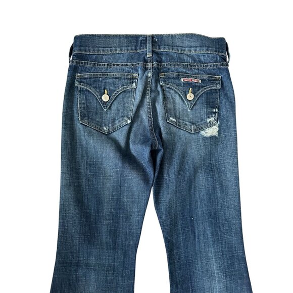 HUDSON Distressed Dark Wash Flare Leg Jeans Size 27 - Picture 5 of 11
